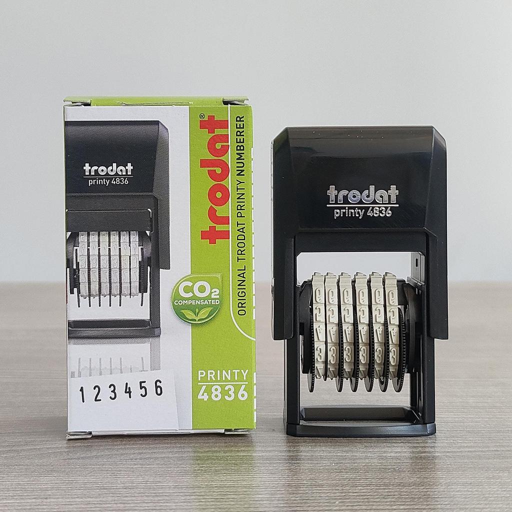 Zhuoda Self-Inking Number Stamp 4836 - Compact 0-9 Date Journal Stamp