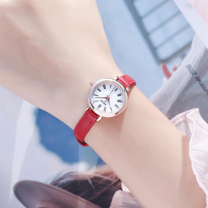Женские французские нишевые часы Kezzi: Элегантный минималистичный циферблат, стиль Mori Girl, легкая роскошь для студенток красный