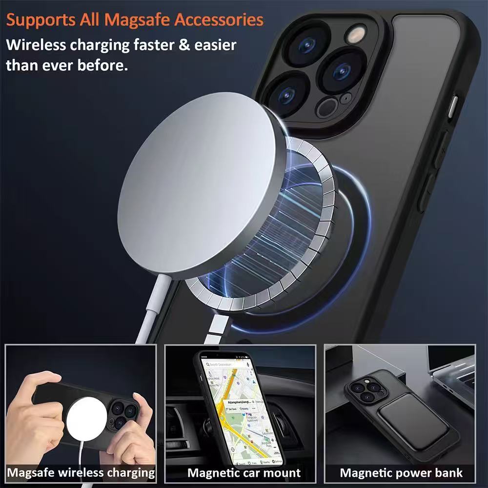 Magnetic Matte Acrylic Phone Case for IPhone 17 Pro Max for Magsafe Wireless Charge PC +TPU Cover for IPhone 17 Air 17pro Shell