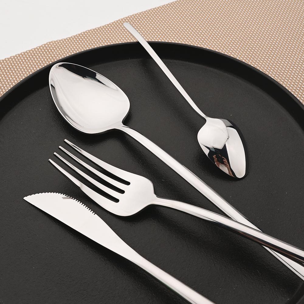 4/16/24/32Pcs Cutlery Set 304 Stainless Steel Flatware Set Fork Spoon Knife Dinner Set Silver Dinnerware Set Kitchen Silverware