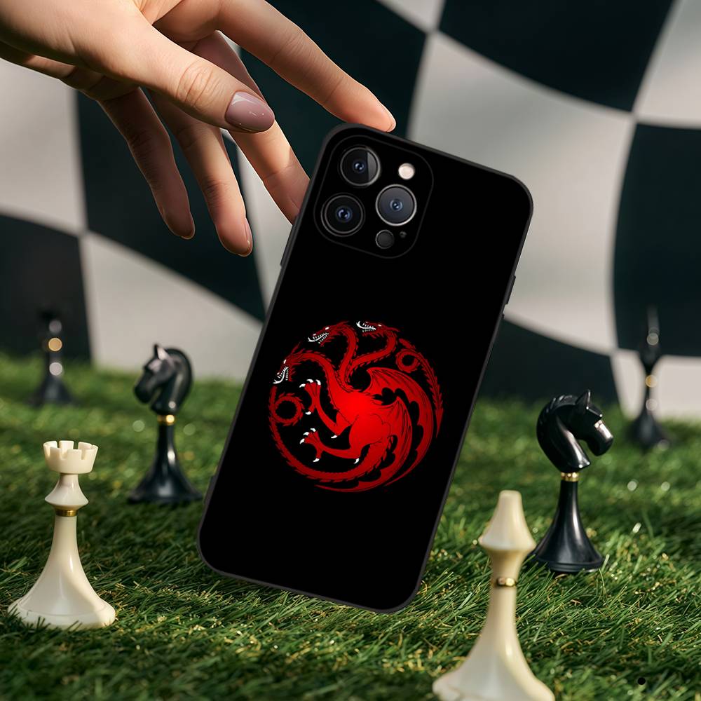 Custodia Nera in Silicone con Fantasia Logo Cool di Game of Thrones Per iPhone 17 Air 16 15 14 13 12 11 Pro Max Plus Retro in TPU