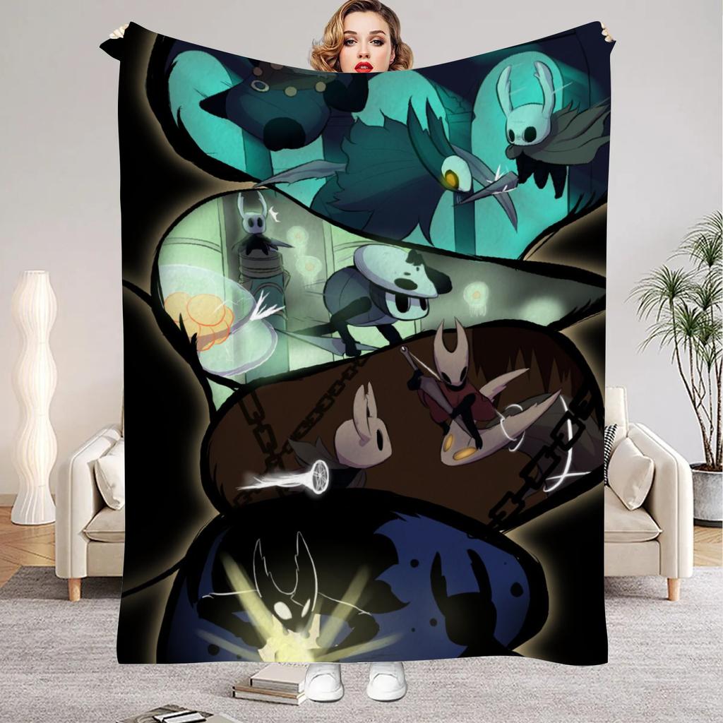 Hollow Knight Blanket Cartoon Game Printed Flannel Blanket for Home Living Room Bedroom Decor New Year Christmas Gift for Fans