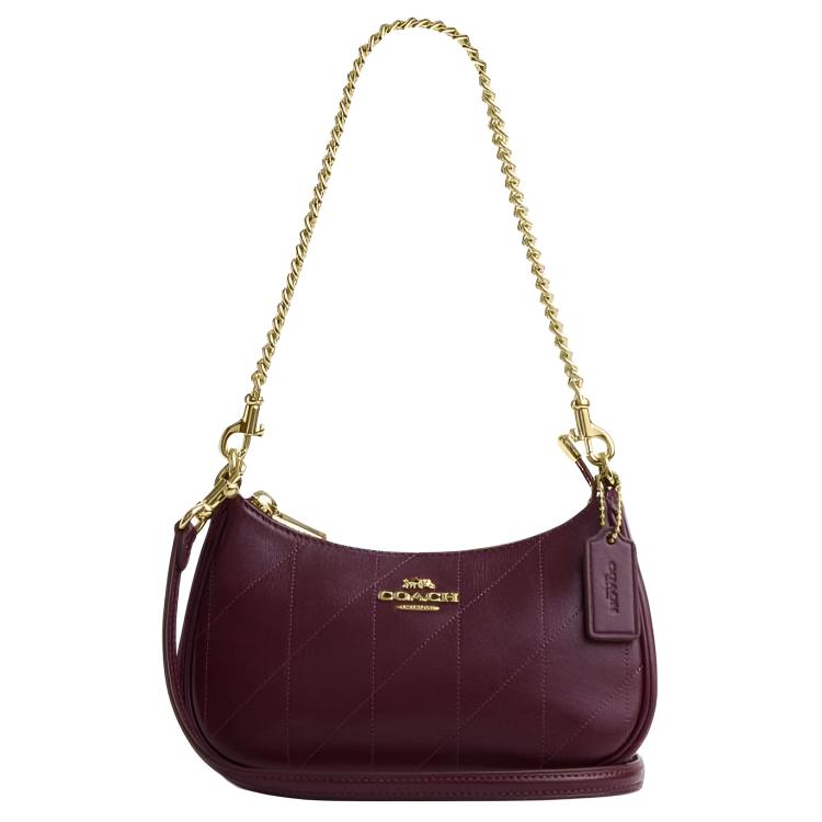 

Coach Teri 20 Quilted Detail Leather Shoulder Crossbody Bag Small Women bags Deep-Burgundy CDP30-IMORX Basic Set (Bag+Dust Bag)