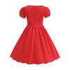 Fashion Summer Waist Polka Dot Dress Sweet Square Neck  Girls Women's Clothing