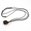 Handmade Black Rope Woven Natural Stone Crystal Rough Stone Mesh Pocket Adjustable Necklace Pendant N708