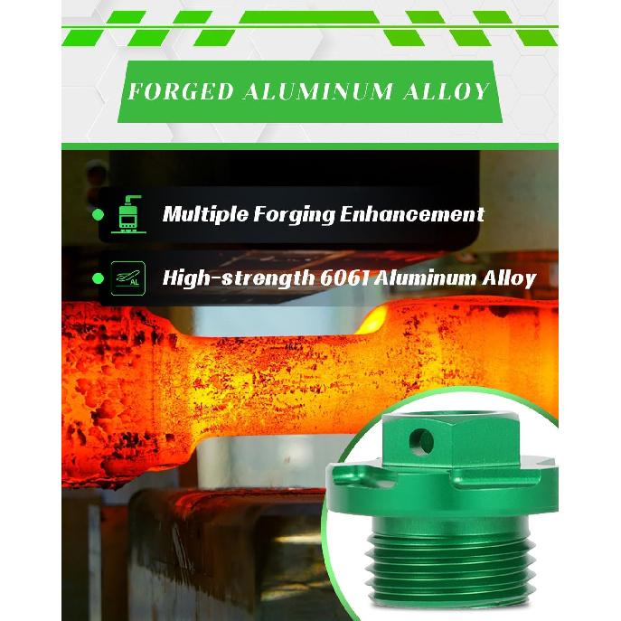 Motorcycle Oil Filler Cap Plug Replacement Plug Bolts For KX250/KX250F/KX450F/KX450/KX250X/KX450X, KLX450R, KFX450R Dirt Bike, GREEN