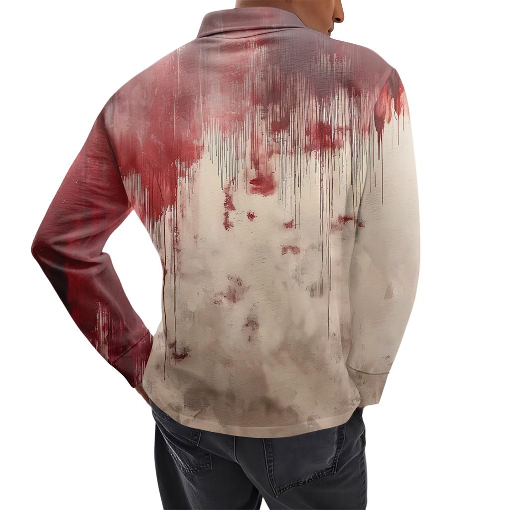 Men's Casual Retro Small V-neck Long-sleeved Top