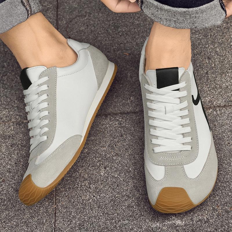 Fashion Men Casual Walking Trainers Breathable Comfortable Sports Shoes Lace-up Male Treking Footwear Trainers Fashion Leather Sneakers