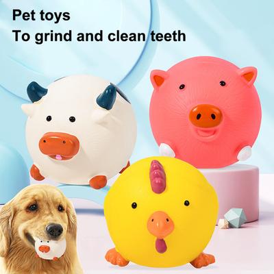 Bola de Animal Brinquedo para Cachorro Látex Squeaky Porco Pintinho Vaca Brinquedo de Mastigar para Cachorro Brinquedo Interativo para Treinamento de Cachorro para Jogo de Lançar e Pegar