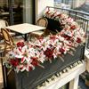 14/22PC Set Christmas Poinsettia Flower Bouquet Red White Berry Poinsettia for Fireplaces Stair Railings Christmas Dining Table