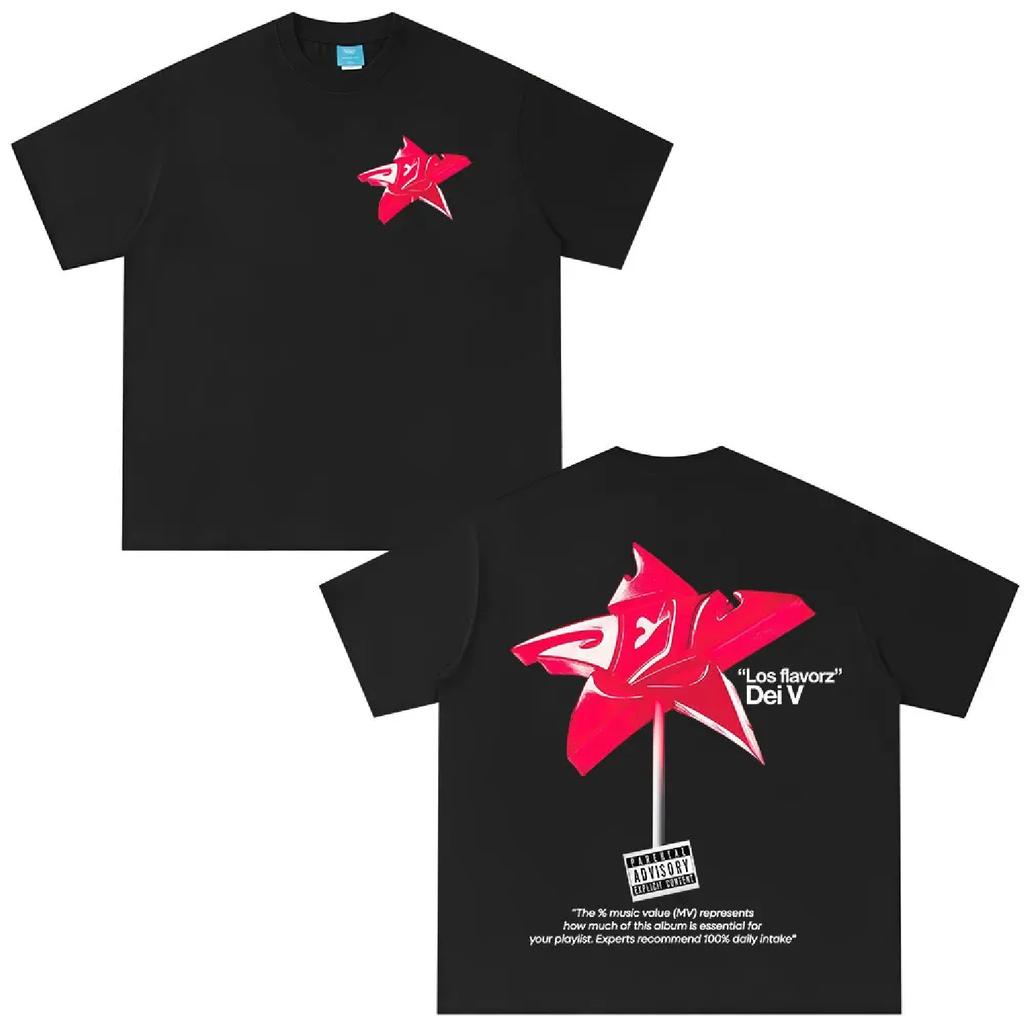 Rapper Dei V Los Flavorz Album Tour 2025 Merch T-shirts Men Women Clothing Hip Hop T-shirt Tops Casual Cotton Oversized T Shirt