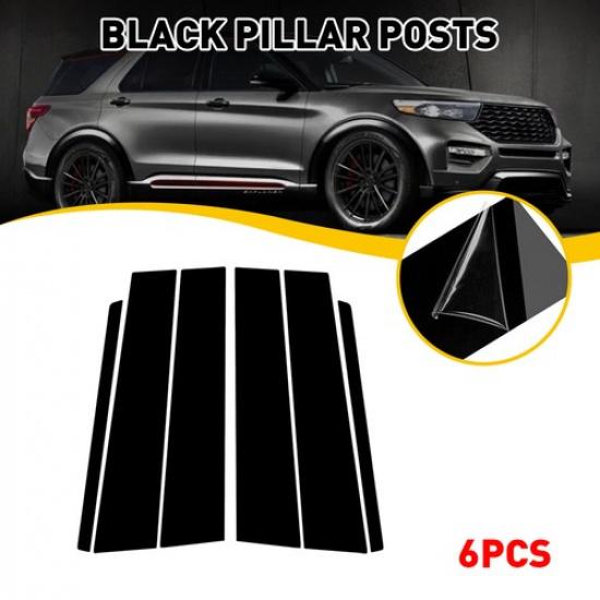 6PCS Black Pillar Posts Cover Door Trim Window Decal For 2011- Ford Explorer