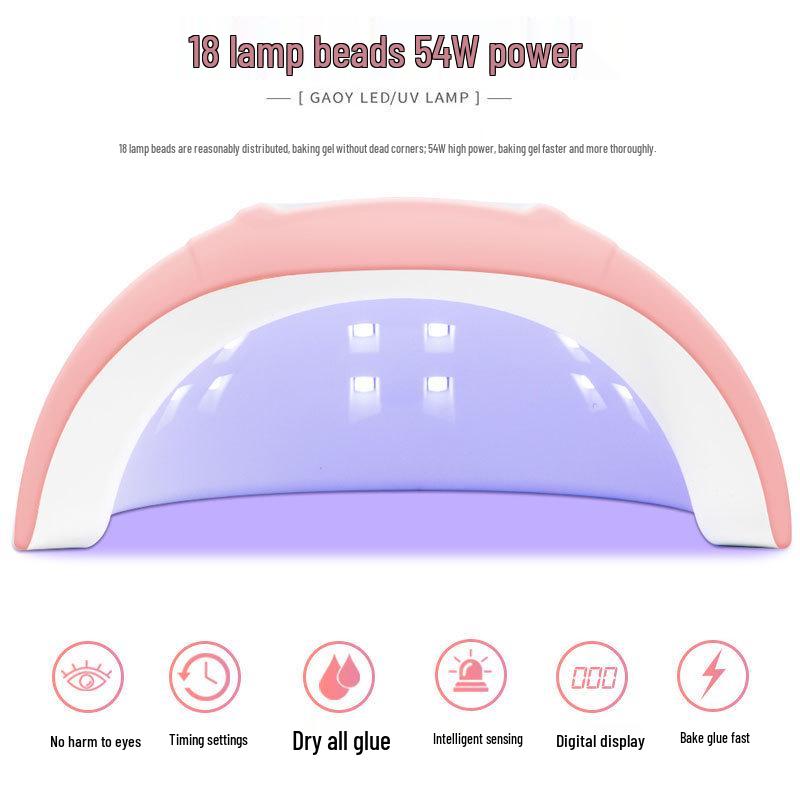 54W Dual Light UV LED Nail Lamp for Gel Curing, Large Space, Sun Pink