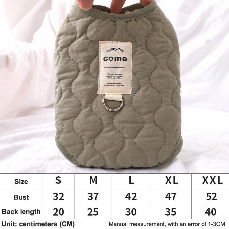 Cat Autumn Winter Vest Warm Thickened Small Medium Dog Clothes Outdoors Traction Buckle Vest Pet Clothes Pet Coat Pet Supplies