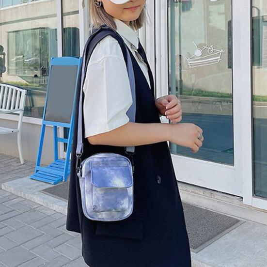 Canvas Crossbody Bag Tie-Dye Pattern Shoulder Bag with Adjustable Shoulder Strap Phone