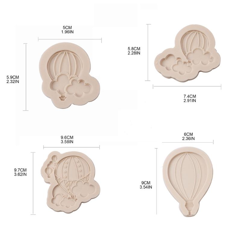 4pcs 3D Cloud Balloon Silicone Mold 3D Fondant Mold DIY Cake Resin Ornament Mold