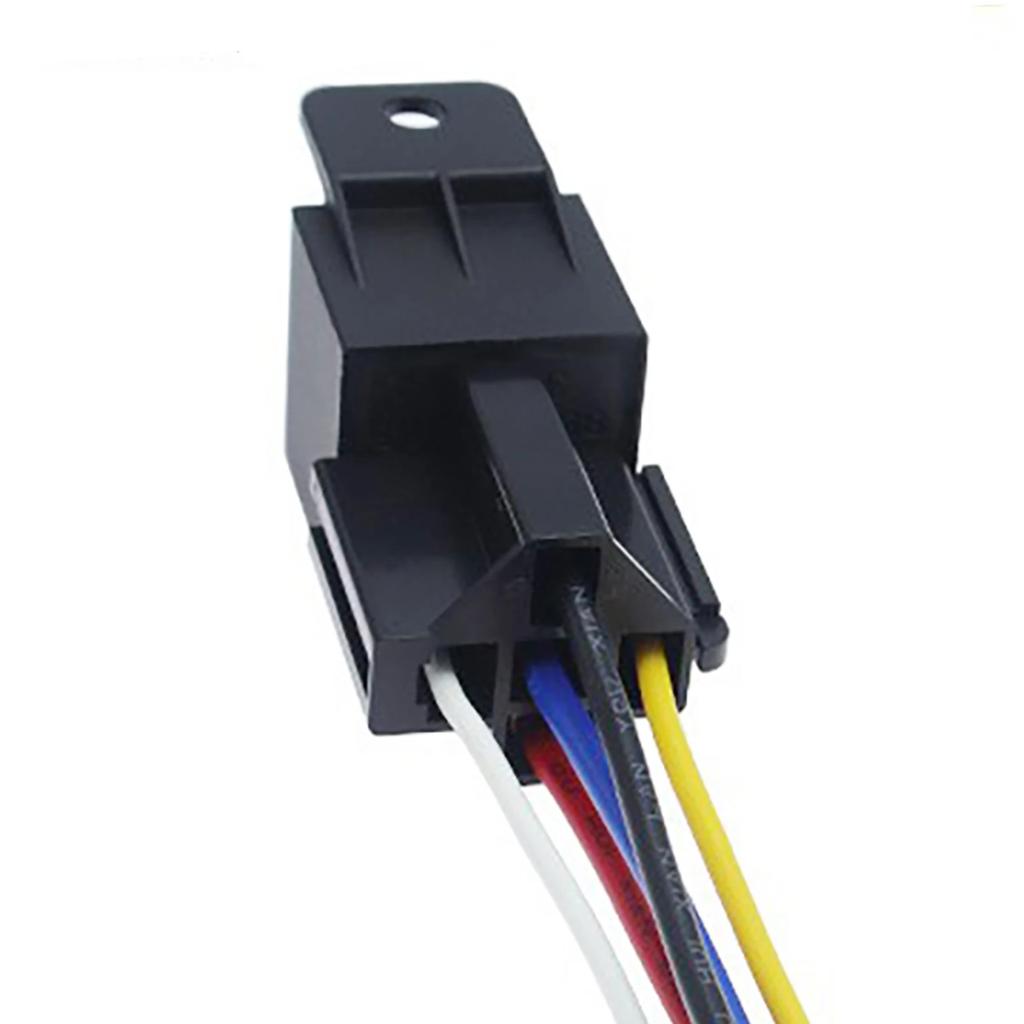5-PCS Waterproof Automotive Relay 12V 24V 5Pin 40A Car Relay with Black Red Copper Terminal Auto Relay Socket Harness Cable