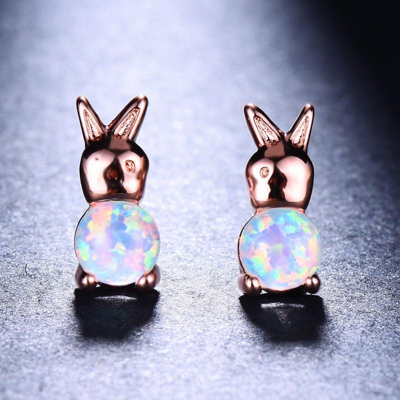Wish seasonal opal rabbit ear buckle lady naughty funny fresh wind niche jewelry