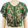 Short Mesh Shawl For Formal Clothes Feature Secure Sequins Detail Soft Polyester Cover Up Easy To Fold And Carry