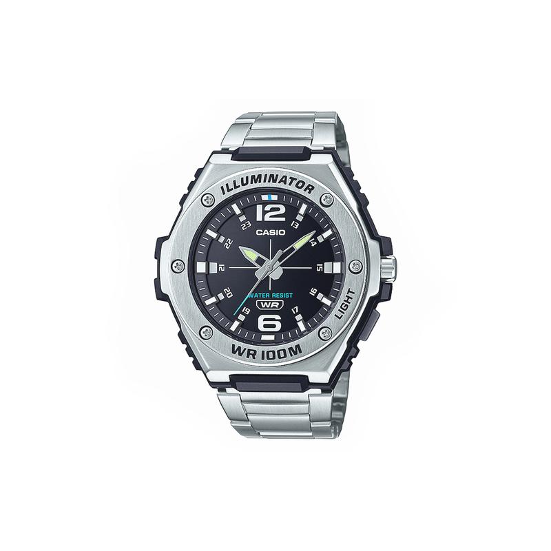 

Casio YOUTH series-disk three-hand retro fashion heart of steel classic pointer quartz movement stainless steel strap Japanese and Korean MWA100HD-1AV чёрный