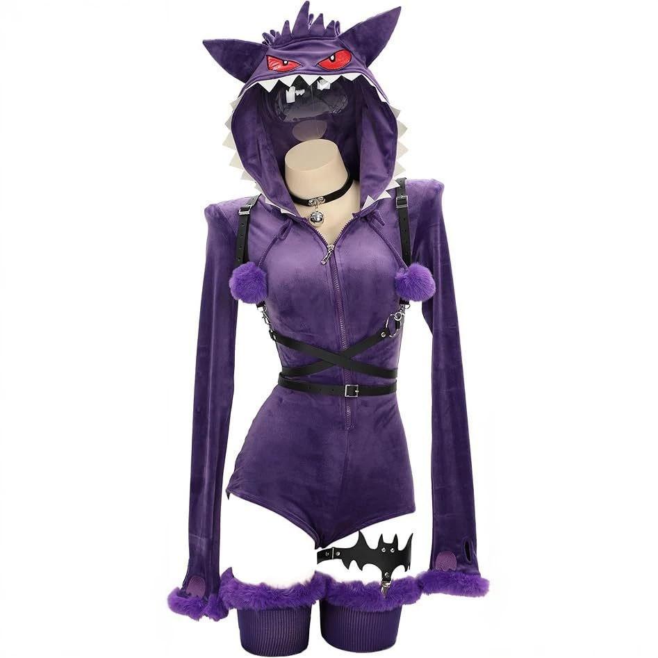 Pokemon Gengar Cosplay Costume For Anime Role Play With Polyester Fabric For Game Fans