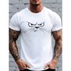 European Size Men's Angry Cat Print T-Shirt - Fierce Feline Graphic Short Sleeve Tee, Breathable Round Neck Casual Top with Suitable for Casual Attire