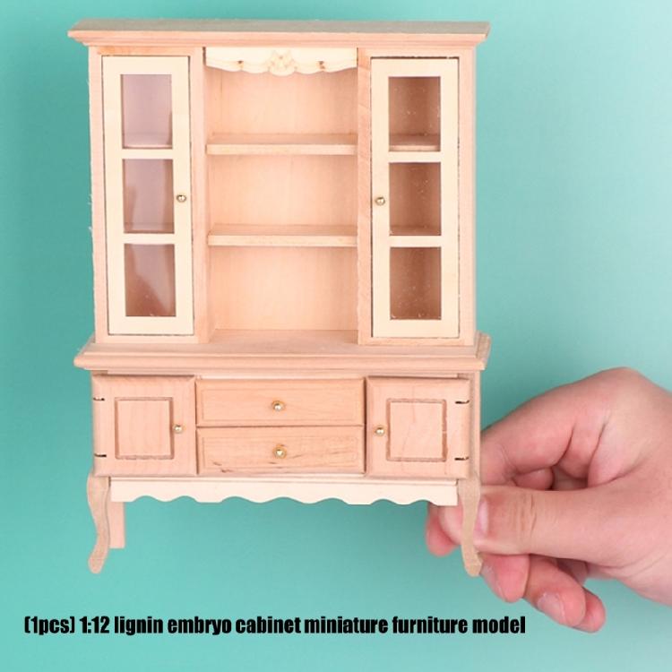 Natural Wood Miniature Cabinet Model 1/12 Scale Unfinished Dollhouses Furniture For DIY Painting Projects