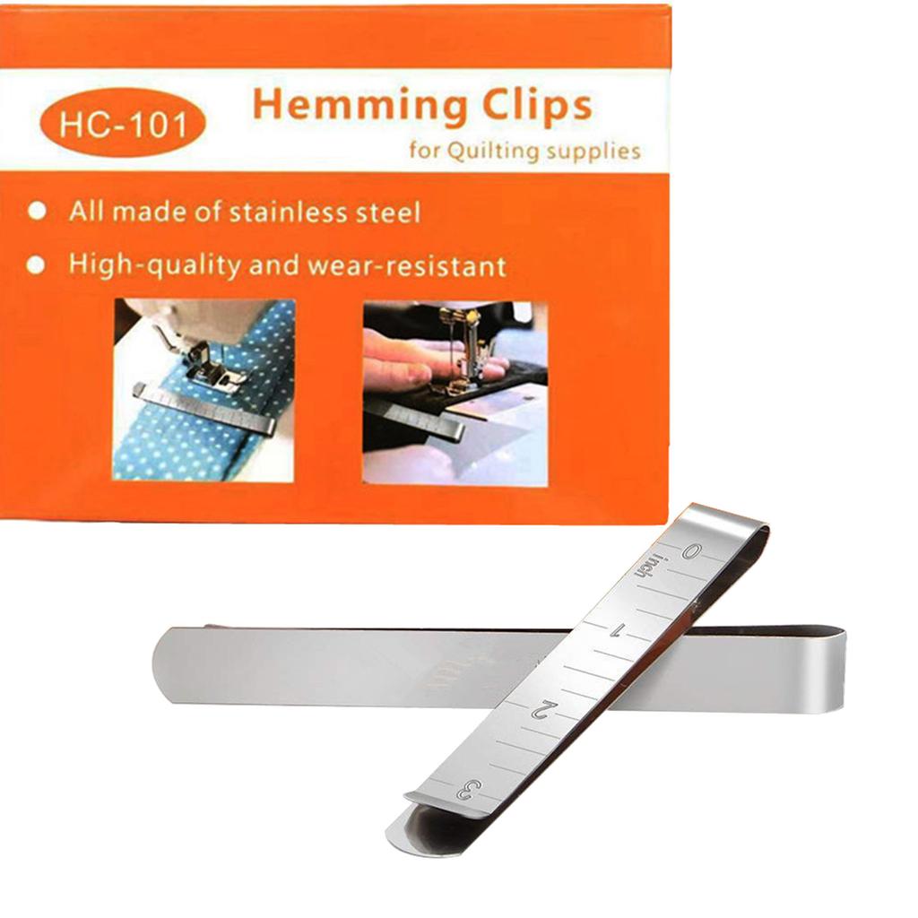 Set of 5 Ruled Hemming Clips 3 Inch Sewing Clips Quilting Marking Accessories for Fabric Binding Hemming Machine Sewing