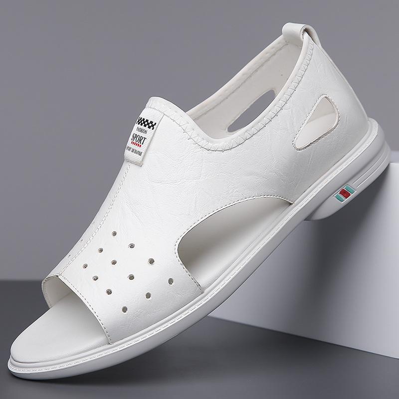 Sandals for Men Brand Casual Leather Sandals Fashion Outdoor Roman Sandal 2026New Comfort Flat Sandals Open-toed Beach Sandalias