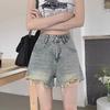 Women's Retro High-Waisted A-Line Wide Leg Denim Shorts - 2024 Spring/Summer Collection