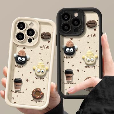 Applicable To Apple 15 Mobile Phone Case Iphone14/13 Briquette Coffee Doll 11/12 Silicone Lambskin Xr Anti-fall