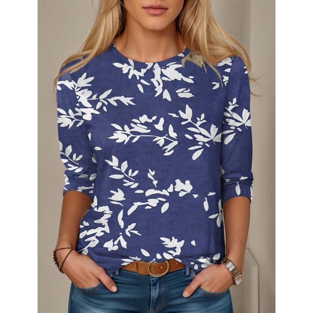 Fashion Women's T Shirt Tee 3D Print Floral Graphic Casual Holiday Fashion Long Sleeve T-shirt O-Neck Yellow Sweatshirt Pullover