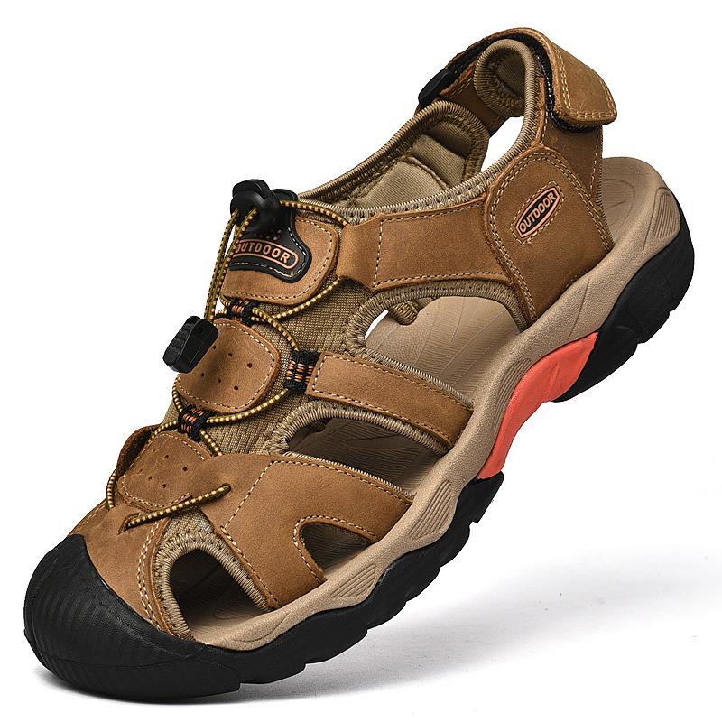 Fashion Fashionable Outdoor Men's Breathable Anti Slip Water Wading Sandals Summer Men Cowhide Oversized Casual Comfortable Beach Shoes