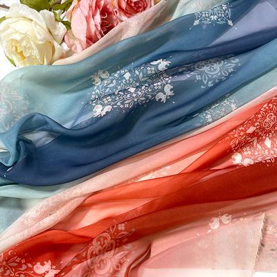 1M 30D Tissu Mousseline Couleur Dégradée Tissu Hanfu Classique Pour Bricolage Robe Hanfu Style Ancien Costume de Scène Vêtements Décor