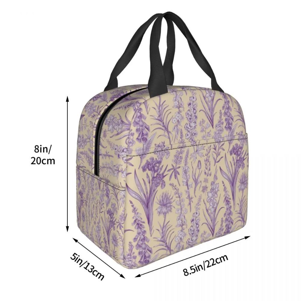 Custom Purple Flower Toile De Jouy Inspired Pattern Insulated Lunch Tote Bag for Women Portable Cooler Thermal Food Lunch Box