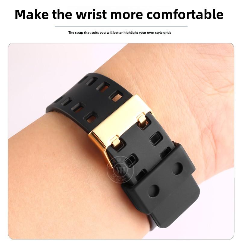 16mm Harz-Silikon-Armband für Casio G-Shock GA-100/110/120 GA400/700 GD-100/110 G-8900 GLS-100 Herren Damen Schwarz Gold Uhrenarmband