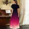 Women Plus Size V Neck Short Sleeve Colorful Swirl Printed Long Maxi Dress