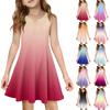Vestito estivo da bambina Colore & Stampa Vestito senza maniche con tasca Vestito casual Vestito da festa senza maniche