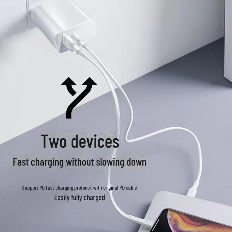 20W Dual-Port PD Fast Charger for Huawei & Apple - Type-C A+C Plug