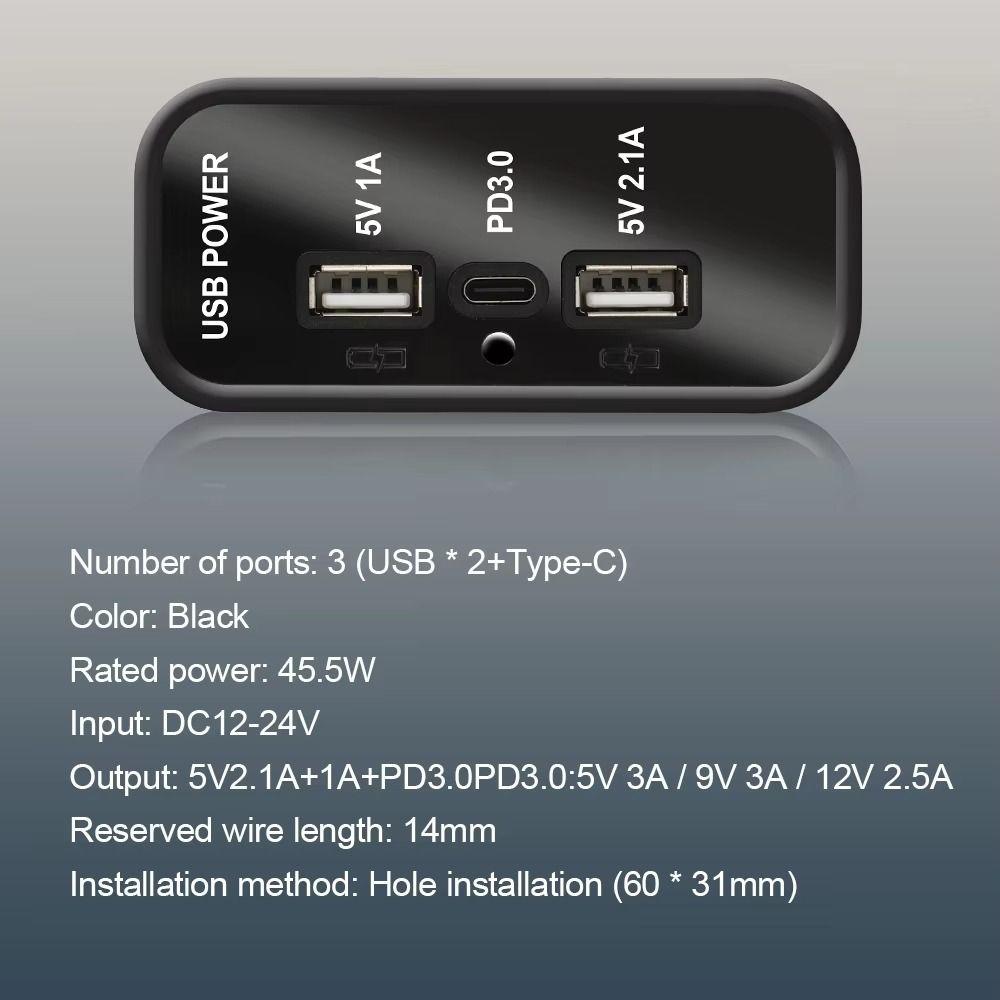 18W USB C USB Outlet Dual USB A USB Charger Panel Professional Fast Charger Socket Marine