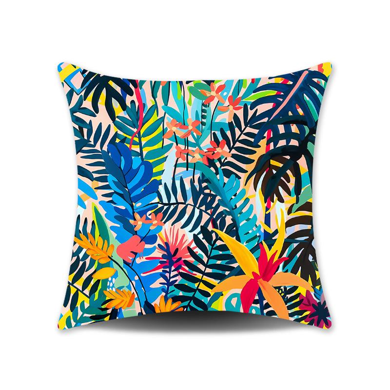 Green Leaves Plush Cushion Cover for Sofa or Bedroom