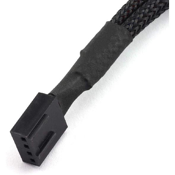 SDTC Tech PWM Fan Splitter Cable PC 4Pin 1 to 4 Ways Fan Power Extension Adapter Cable Black Sleeved Braided 4Pin Female to 4X 4Pin Male 27cm/10.5