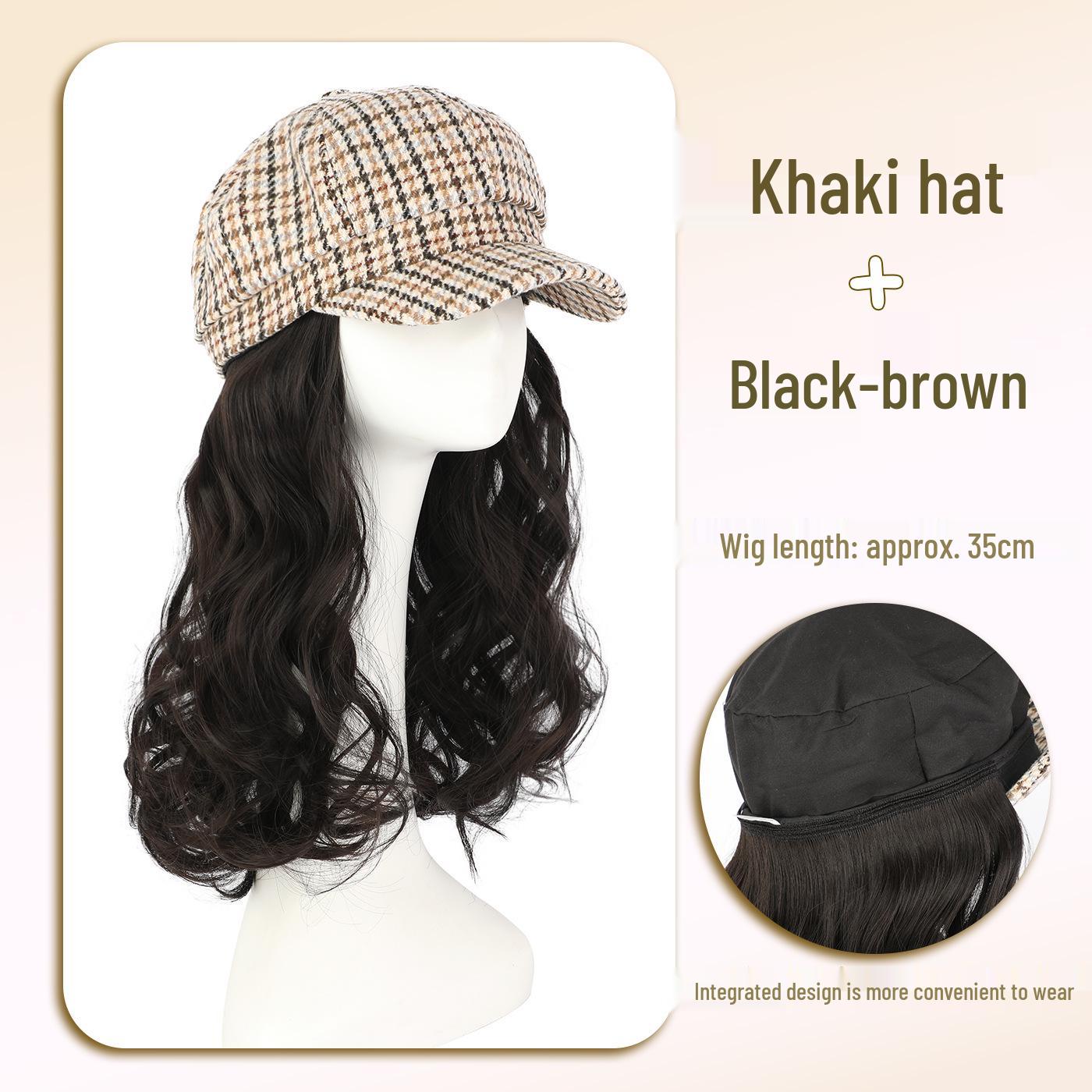 

Берет в гусиную лапку с коротким кудрявым париком - Изящная осенне-зимняя мода для женщин, Визуально увеличивает лицо