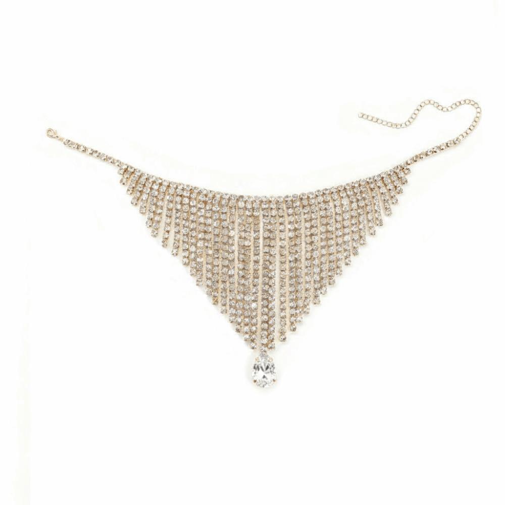 Sparkling Clavicle Chain Tassel Chain Shiny Choker Exquisite Rhinestone Necklace Wedding Style 2