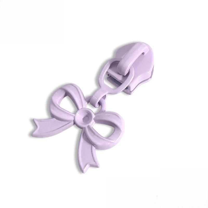 4PCS Cute Bow Pendant Zipper Heads for Bags and Clothes Colorful Nylon Pull Ring Resin Zipper Head 3/5 Zipper Heads