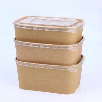 10Pcs/Set Disposable Lunch Box Kraft Paper Square Lunch Box Fast Food Packing Boxes Paper Bowls With Lid Household Bento Boxes