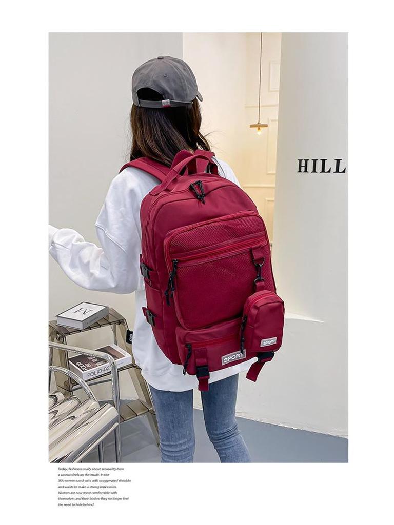Spacious Korean-Style Unisex Backpack with Pencil Case for Elementary & Middle School Students