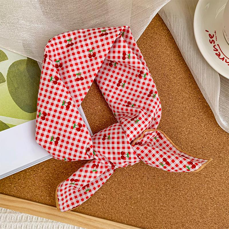 58 cotton and linen square scarf headscarf autumn versatile small floral women's thin small fresh decorative silk scarf
