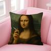 Modern Art Funny Mona Lisa Cushion Cover Natural Linen Pillow Case DoubleSided Print Decorative Sofa Pillowcase Home Decor Gift