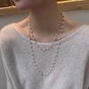 Luxury Necklace Double-Layered White Pearl Necklace for Women Fashionable Long Chain Dress Accessories Gift for Girl Mother